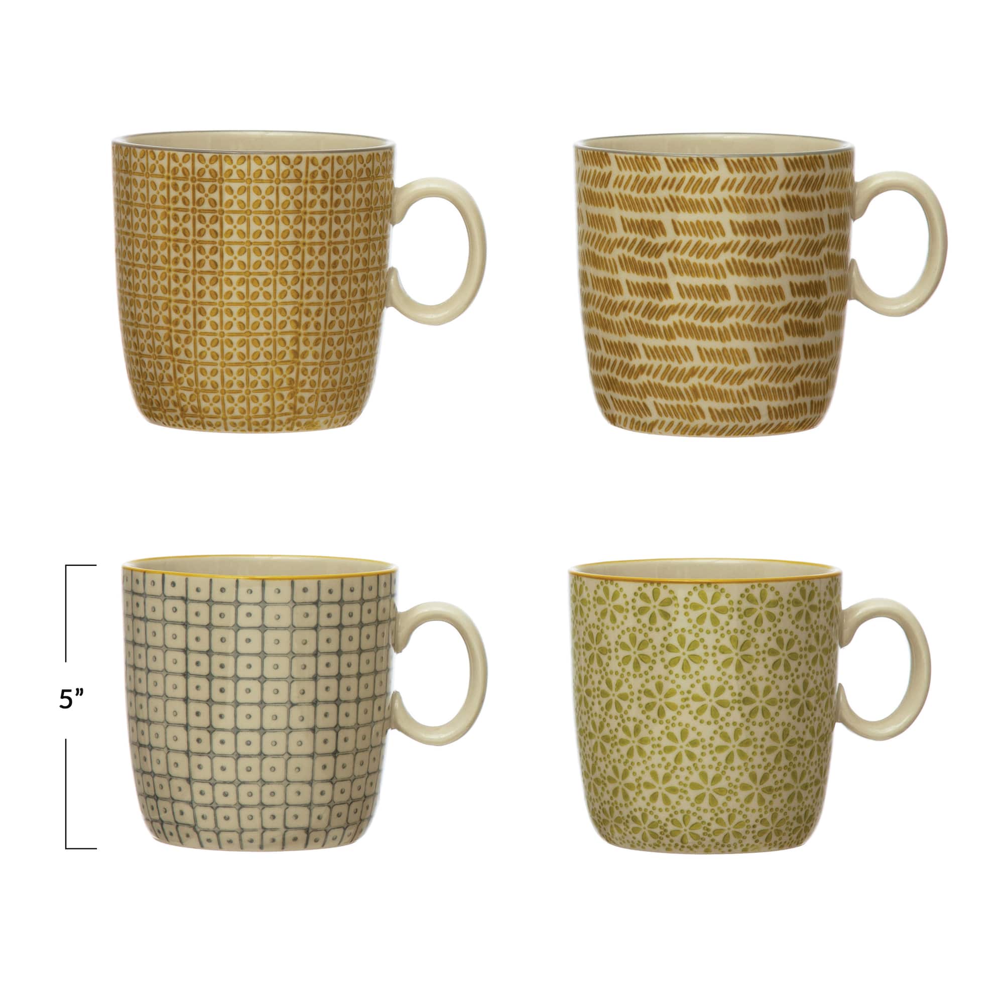 Hello Honey® Printed Hand-Stamped Stoneware Mug Set